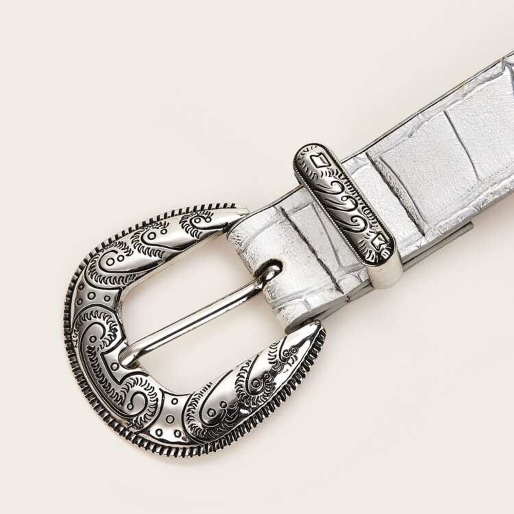 Croc Pattern Western Buckle Belt